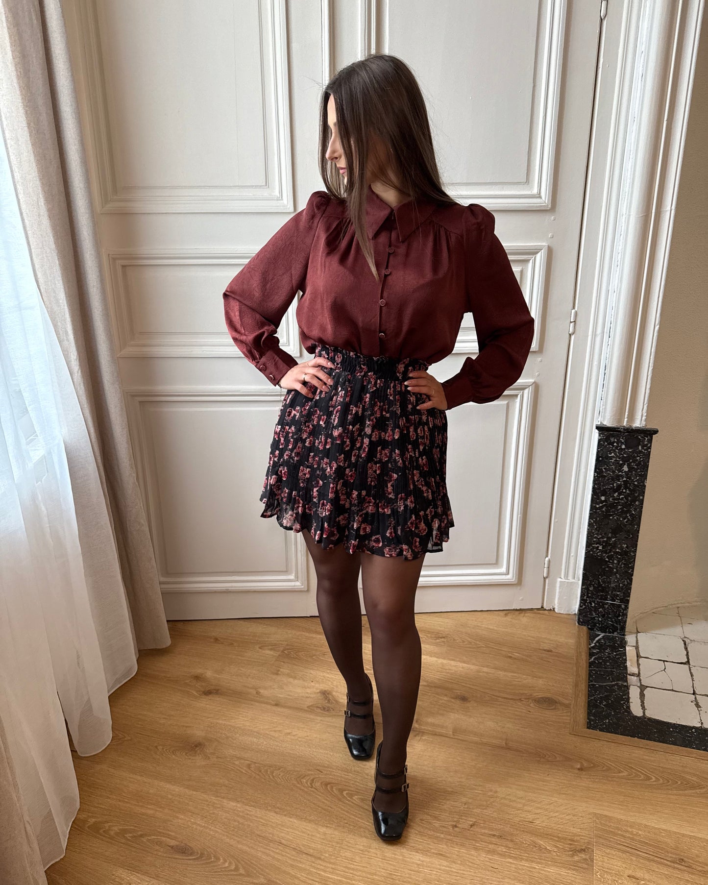 Jupe à fleurs roses