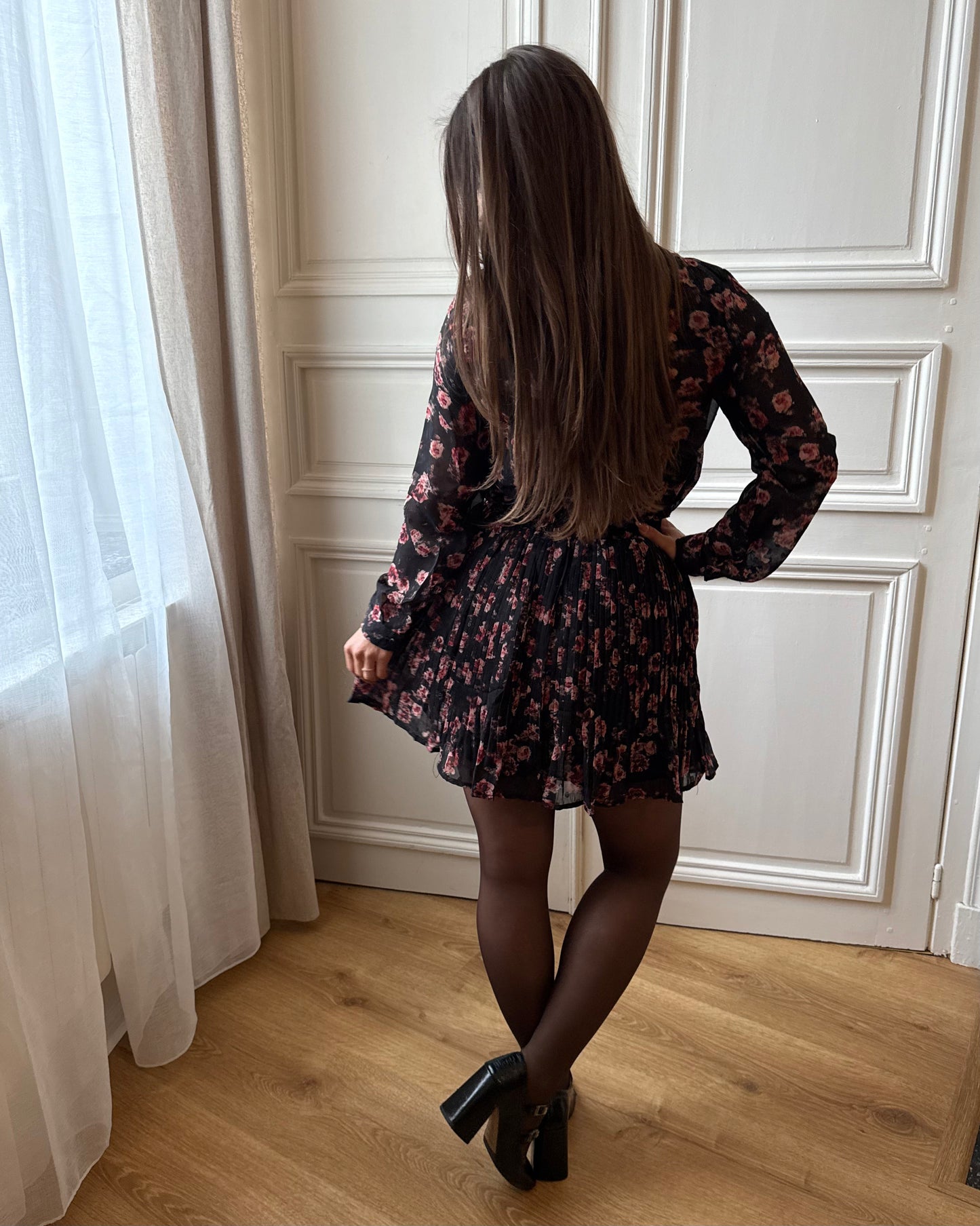 Chemisier à fleurs roses