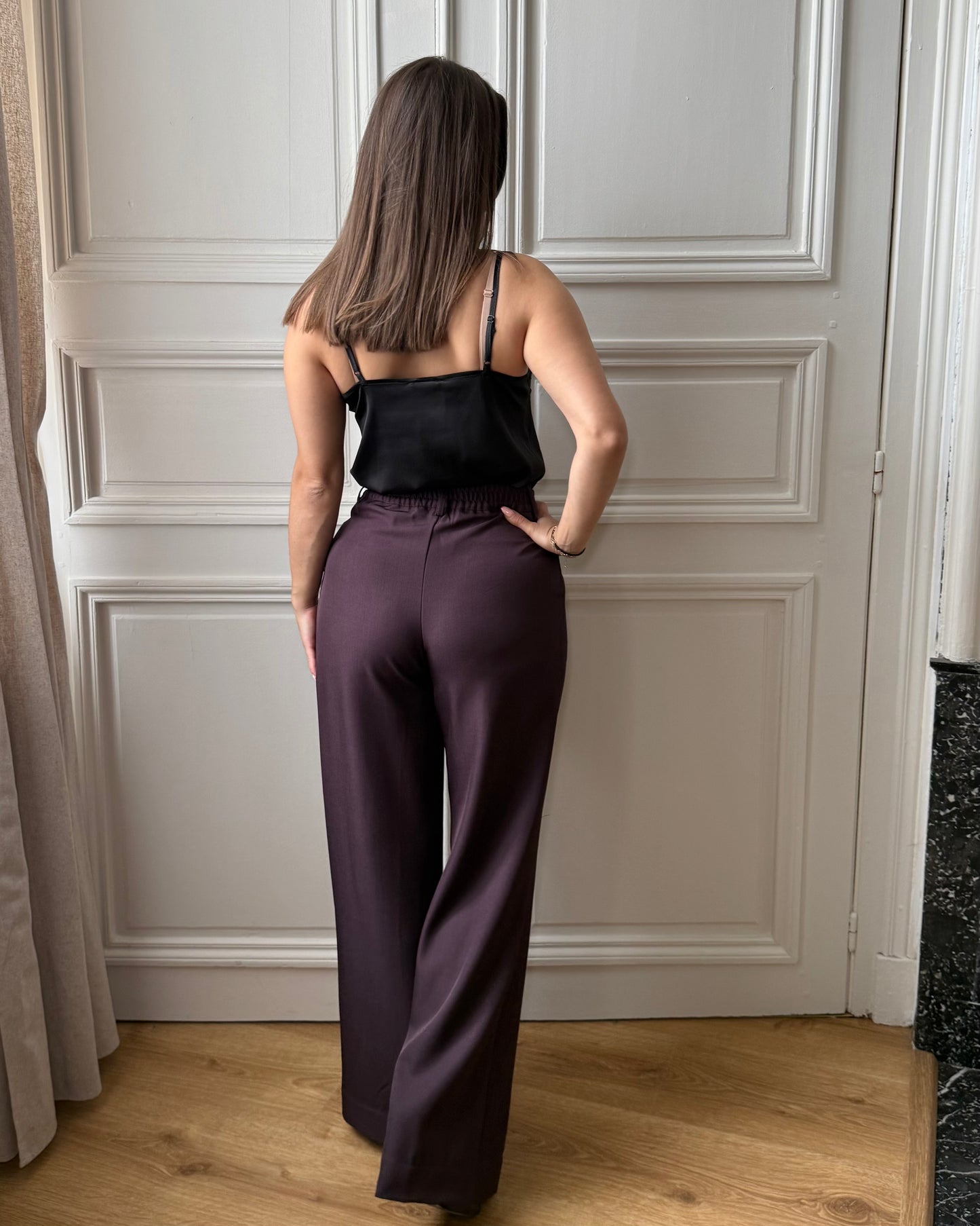 Pantalons à pinces lie de vin