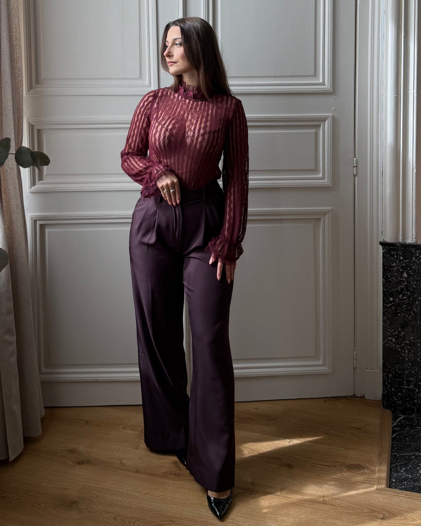 Top dentelle bordeaux