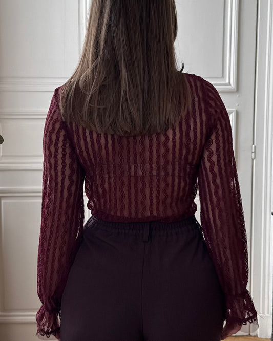 Top dentelle bordeaux
