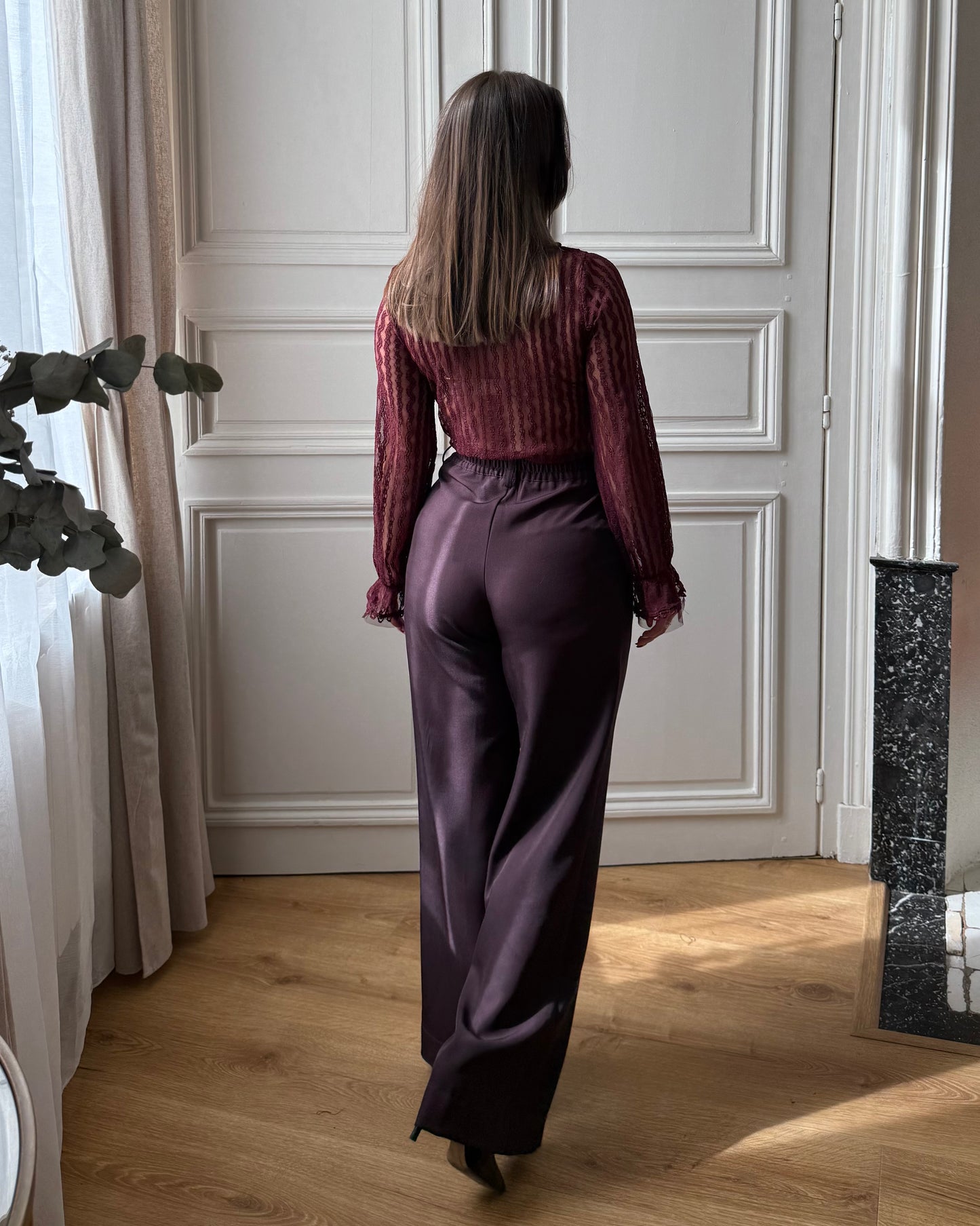 Top dentelle bordeaux