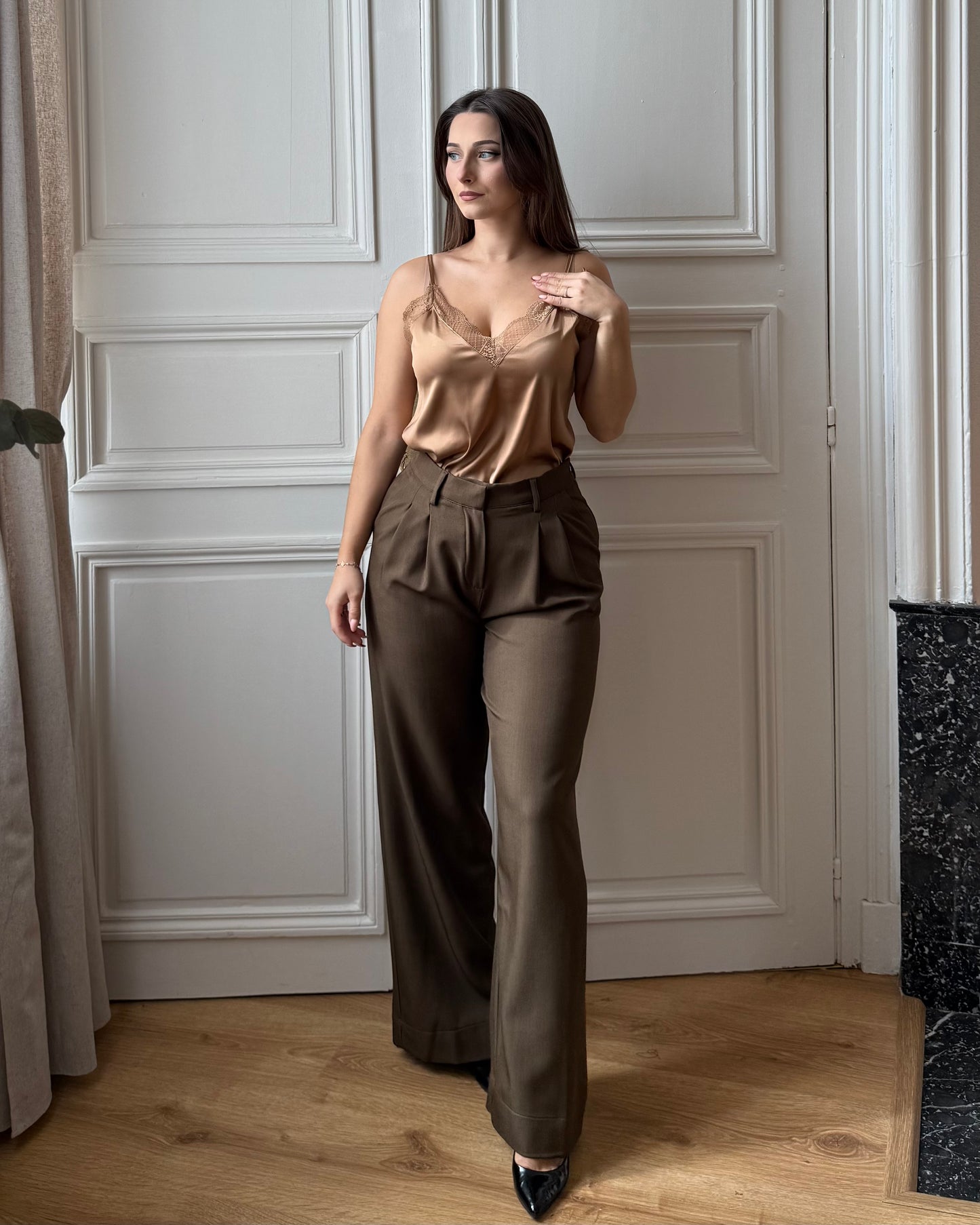 Caraco satiné beige