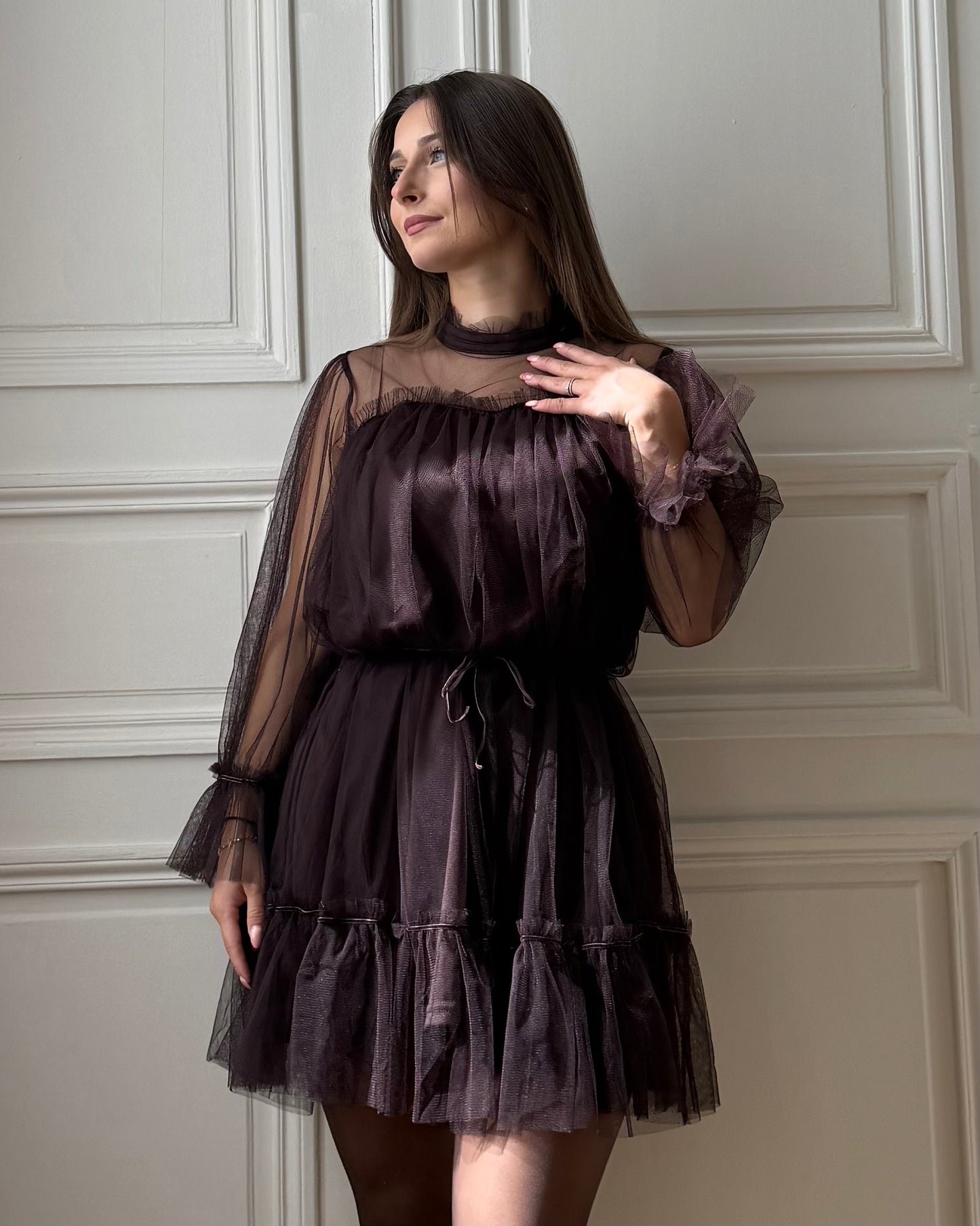 Robe en tulle marron