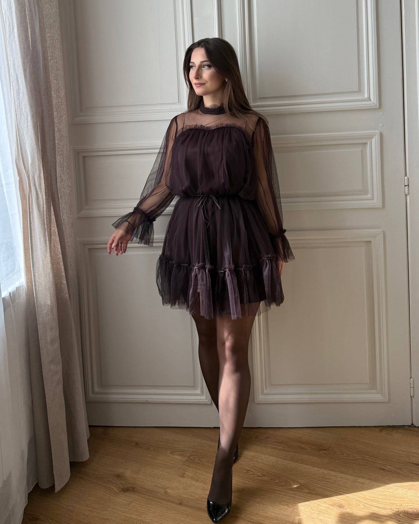 Robe en tulle marron