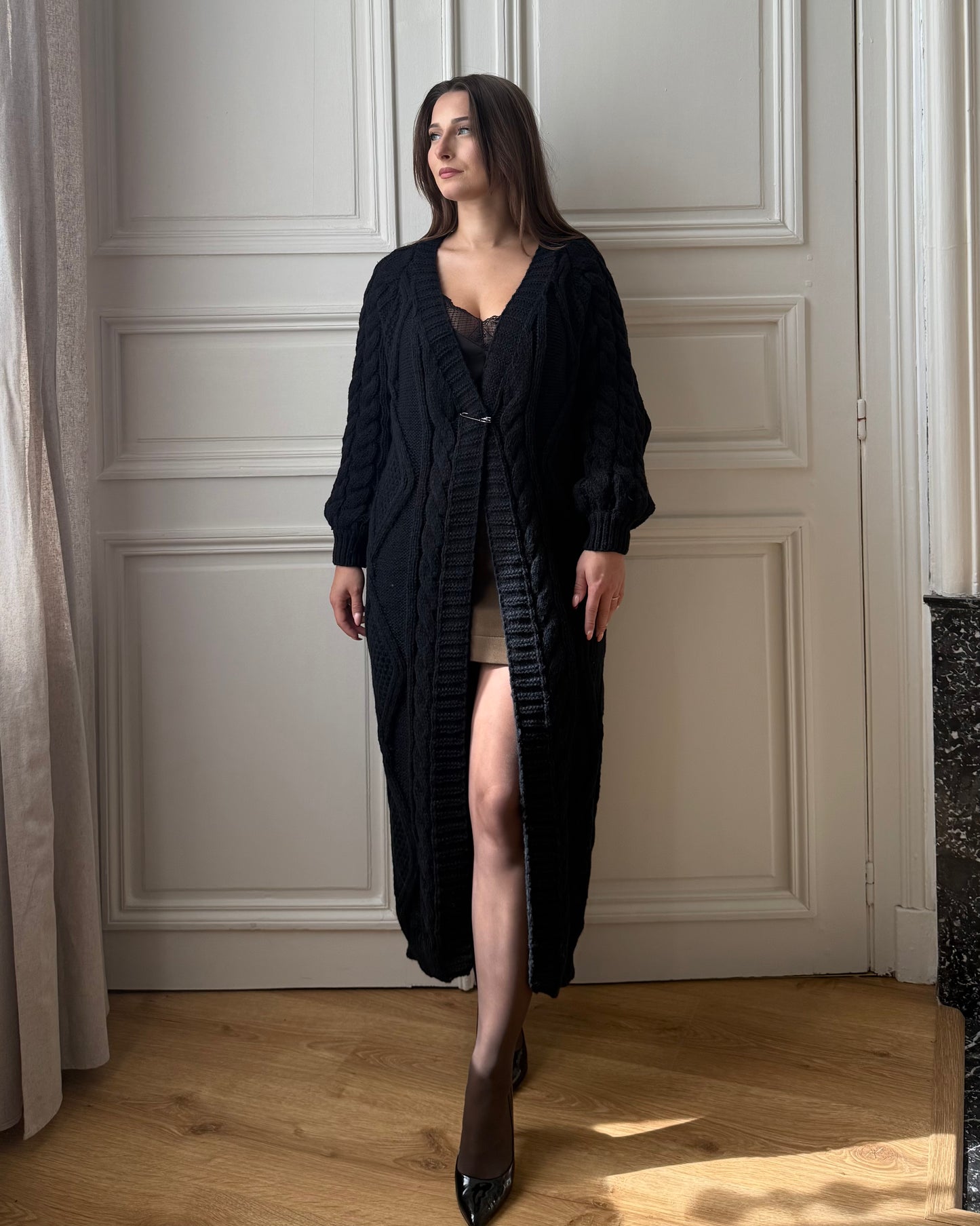 Gilet long grosse maille