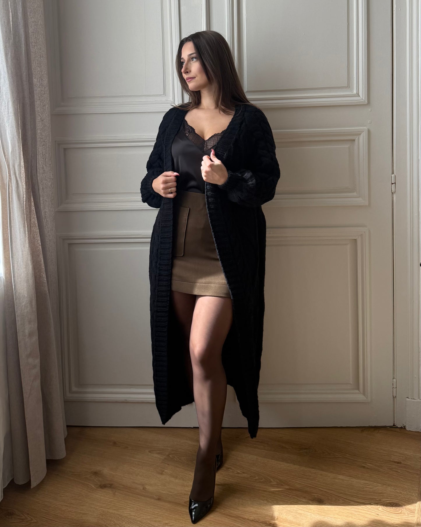 Gilet long grosse maille