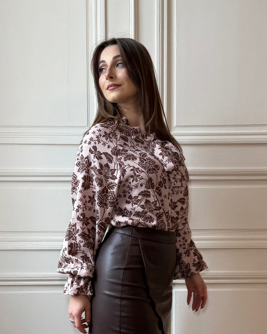 Blouse col Lavallière à motifs