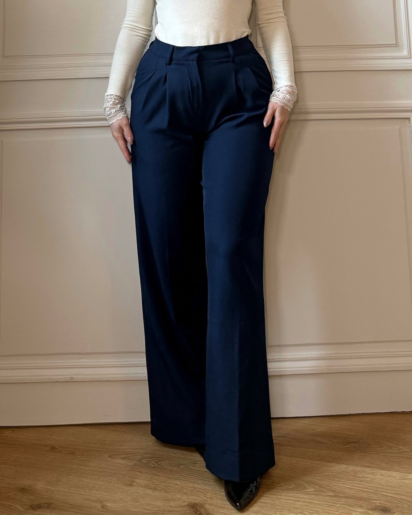 Pantalons à pinces marine