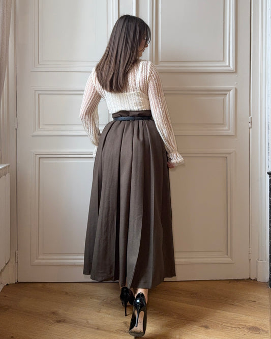 Jupe longue plissée kaki
