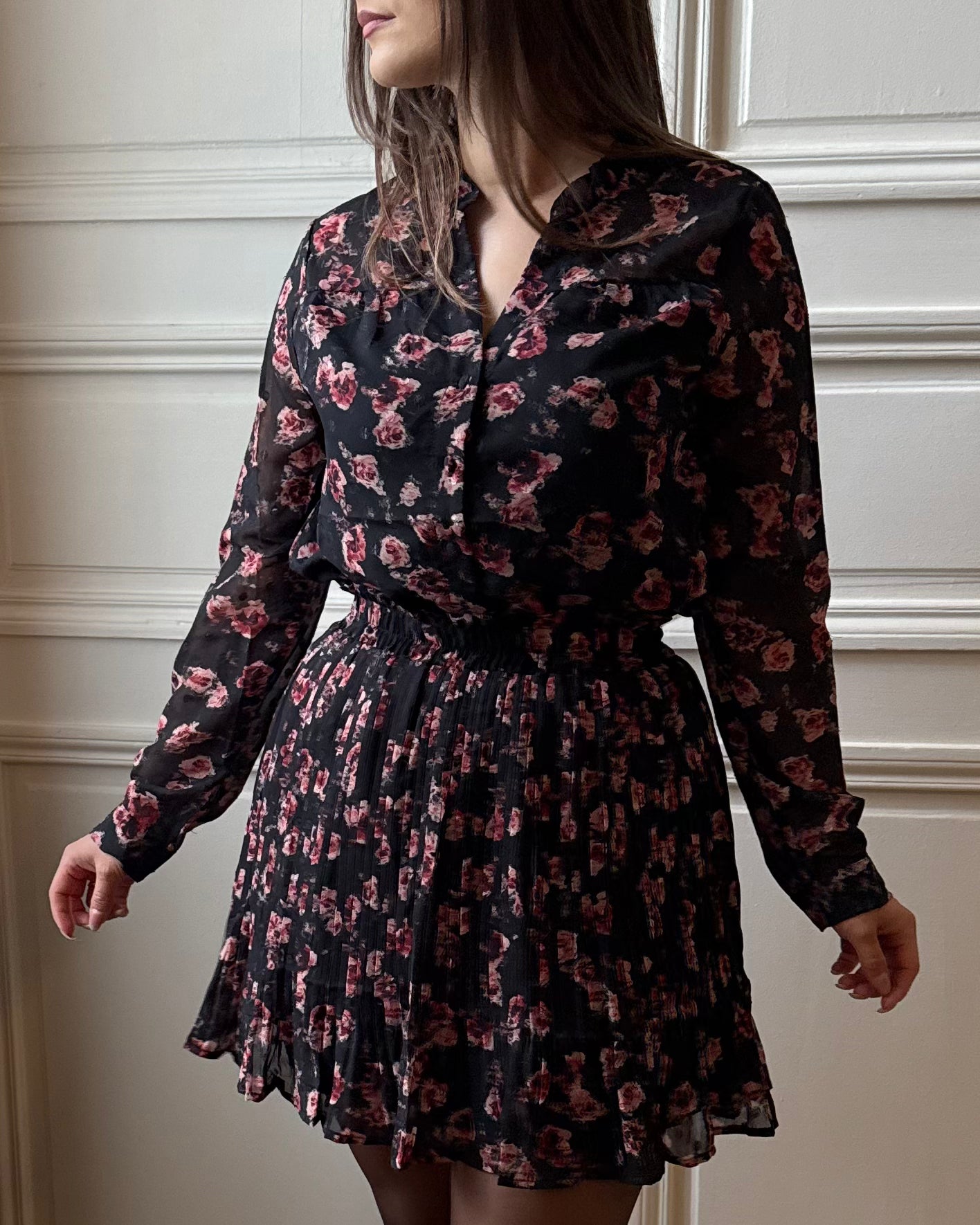 Jupe à fleurs roses