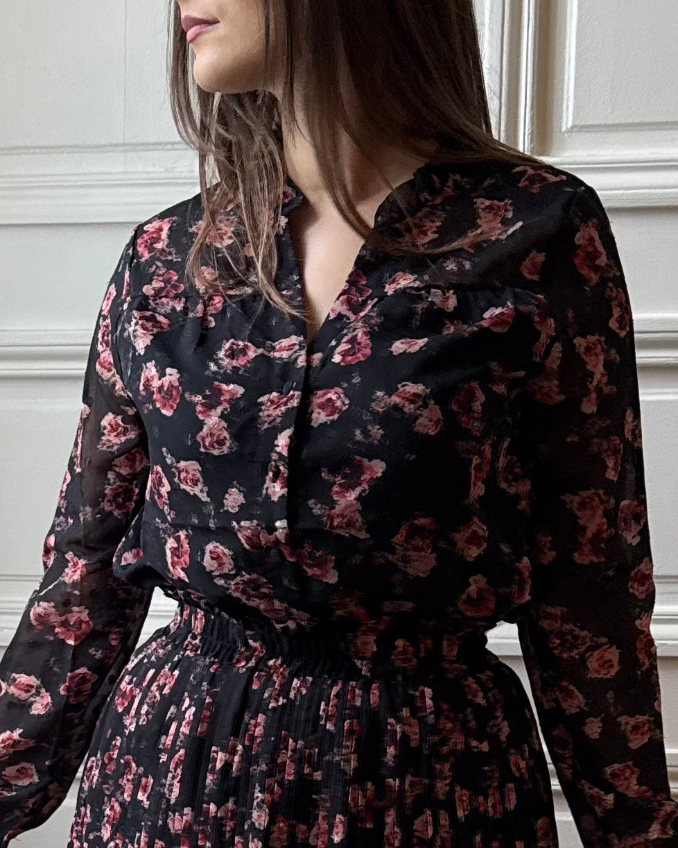 Chemisier à fleurs roses