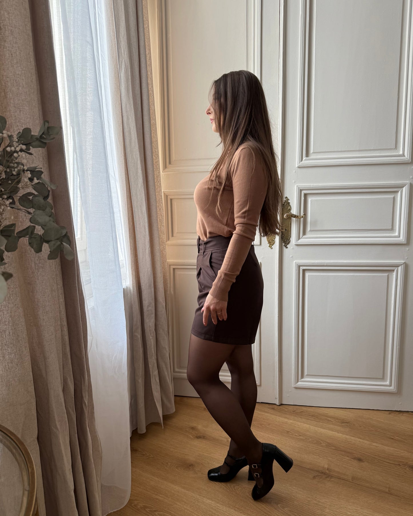 Pull col roulé Beige