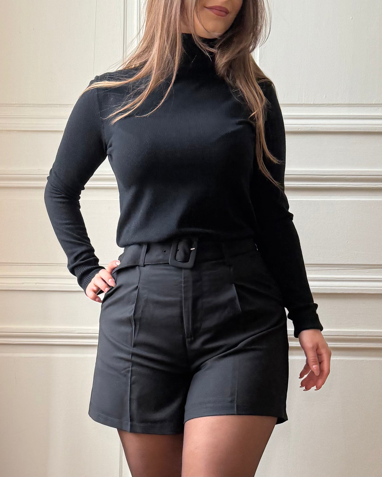 Short avec ceinture Noir