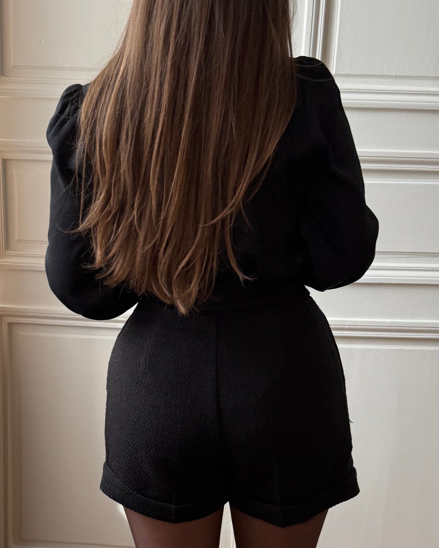 Chemise satinée Noire