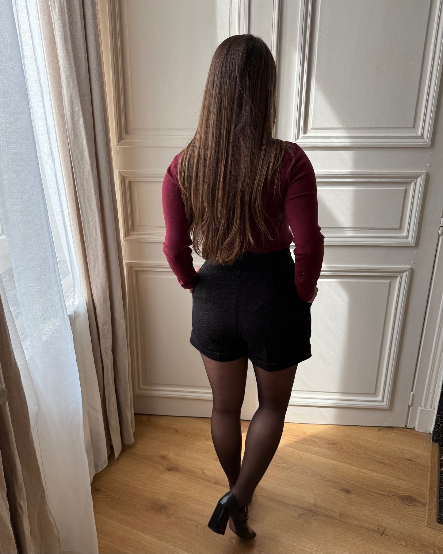 Pull col roulé Bordeaux