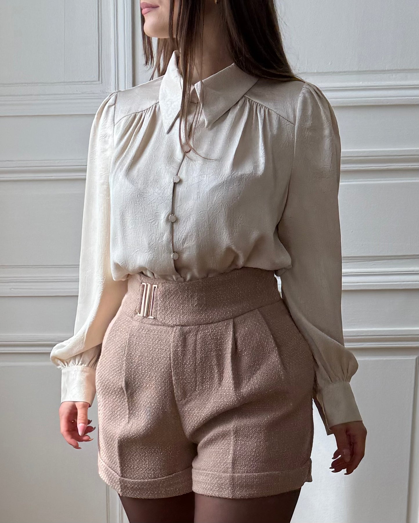 Chemise satinée Ecru