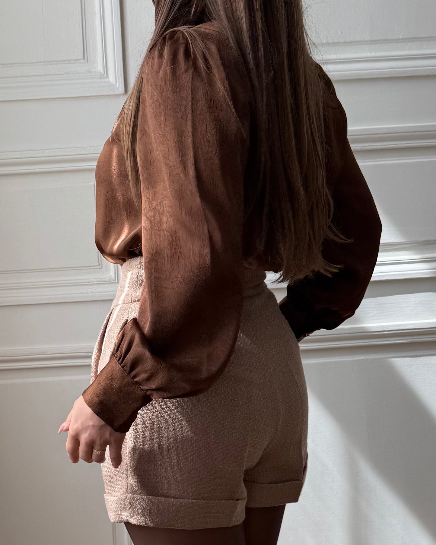 Chemise satinée Marron
